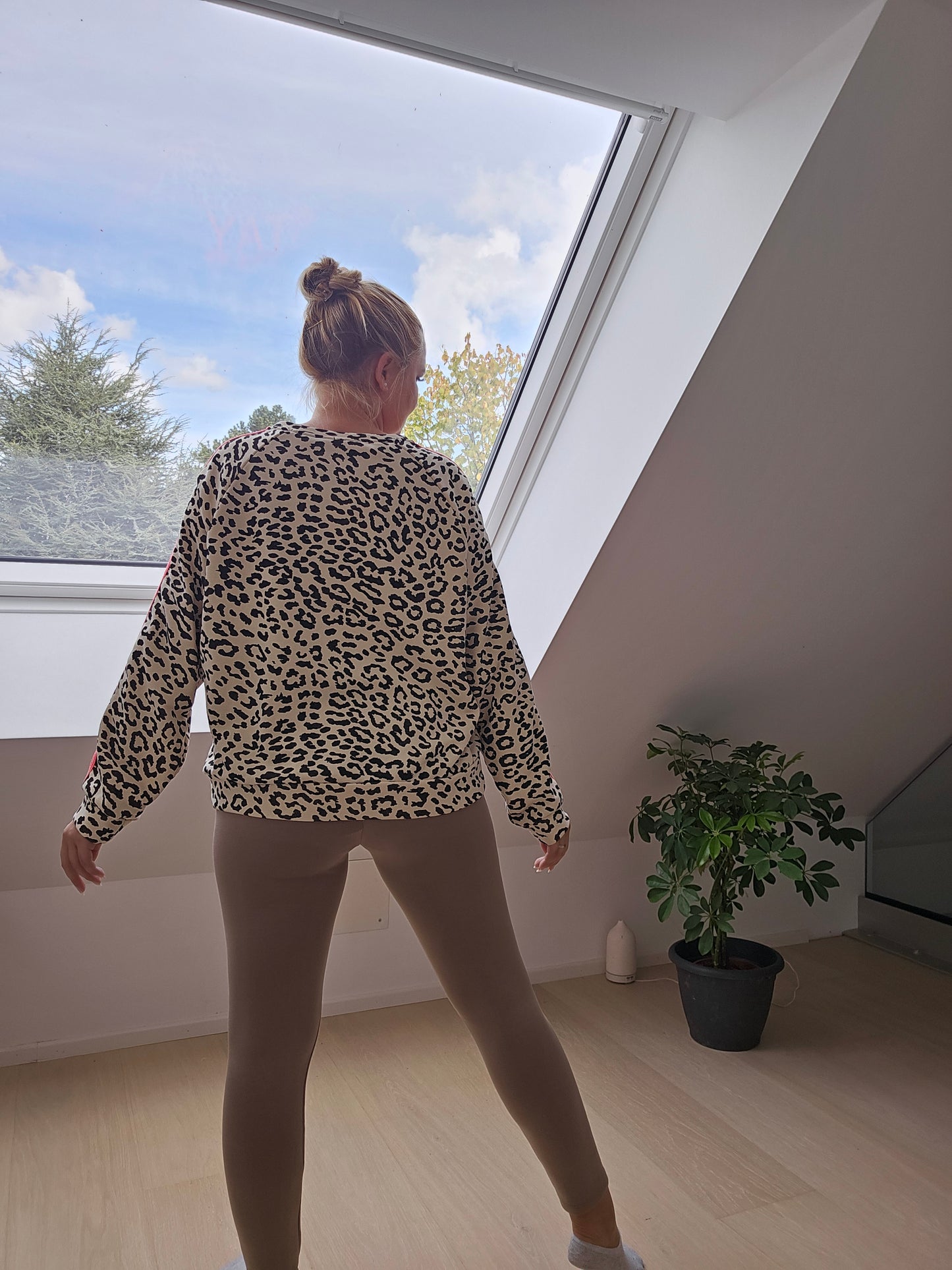 LeoPullover mit Schrift / Beige Braun