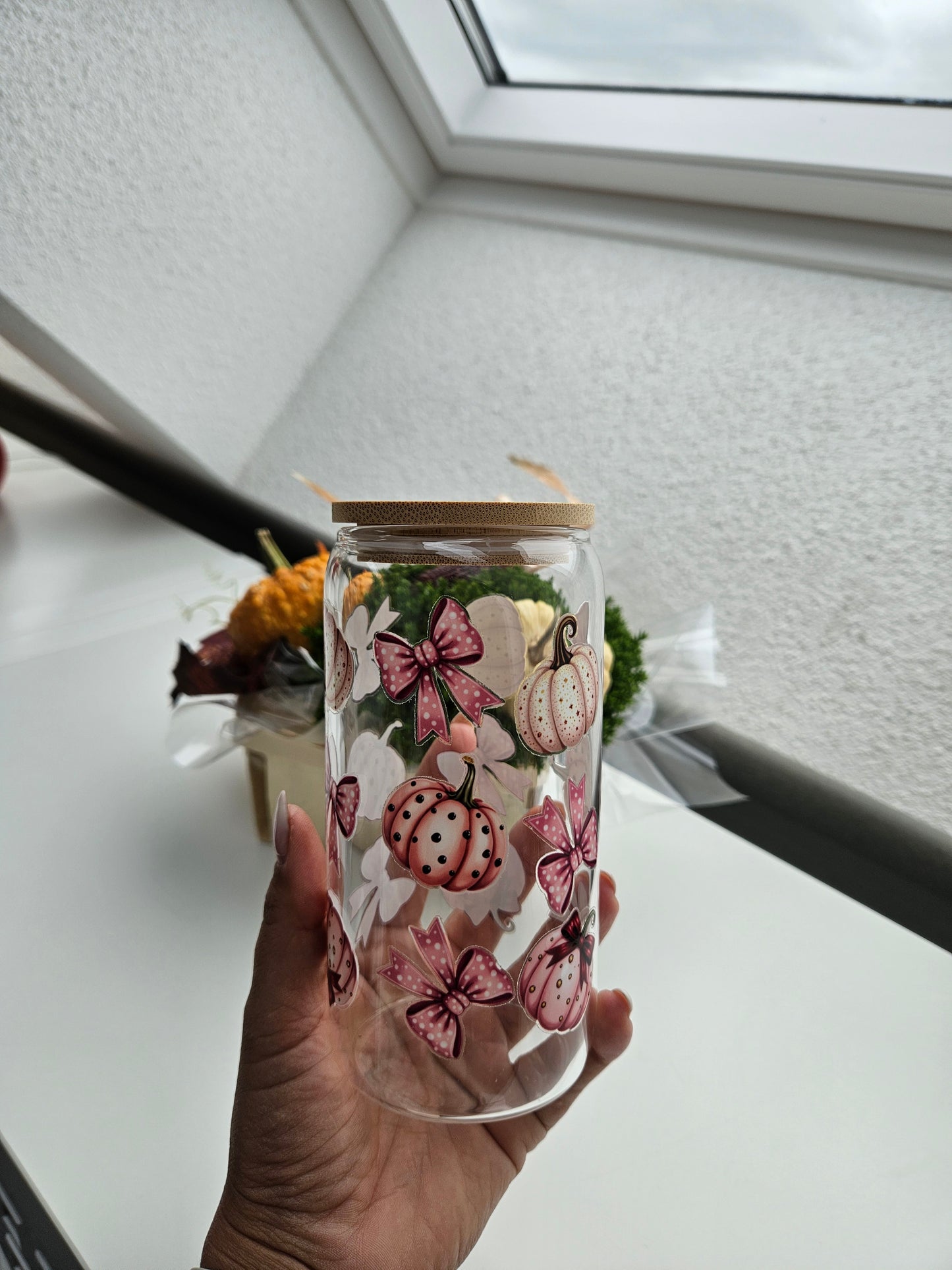 Trinkglas im Autumn mit kleine Kürbis - 470ml