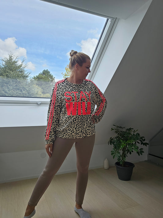 LeoPullover mit Schrift / Beige Braun
