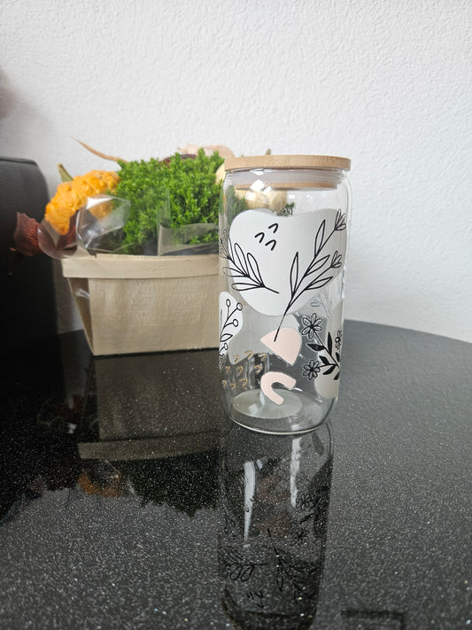 Trinkglas- Blumenmuster 470ml